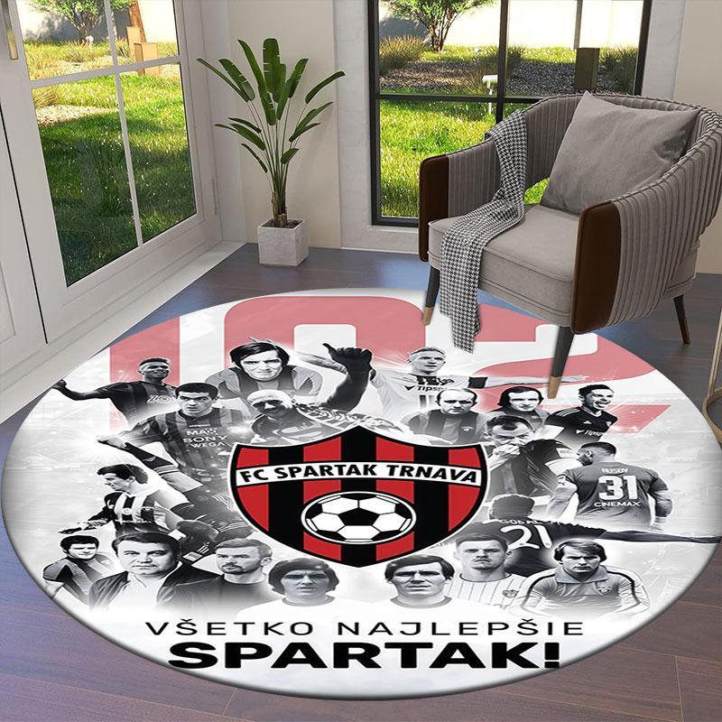 FC Spartak Trnava Round Area Rug,Carpet Rug for Living Room Bedroom Sofa Playroom Decor,Non-slip Floor Mat