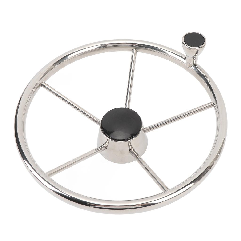 13 1 2 Inch Boat Steering Wheel 5 Spoke 25 Degree Stainless Steel Marine Steering Wheel with Center Cap and Grip for