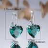 Нежные серьги-кольца в форме сердца с зеленым кристаллом для женщин, темпераментные серебряные украшения для банкета, подарок