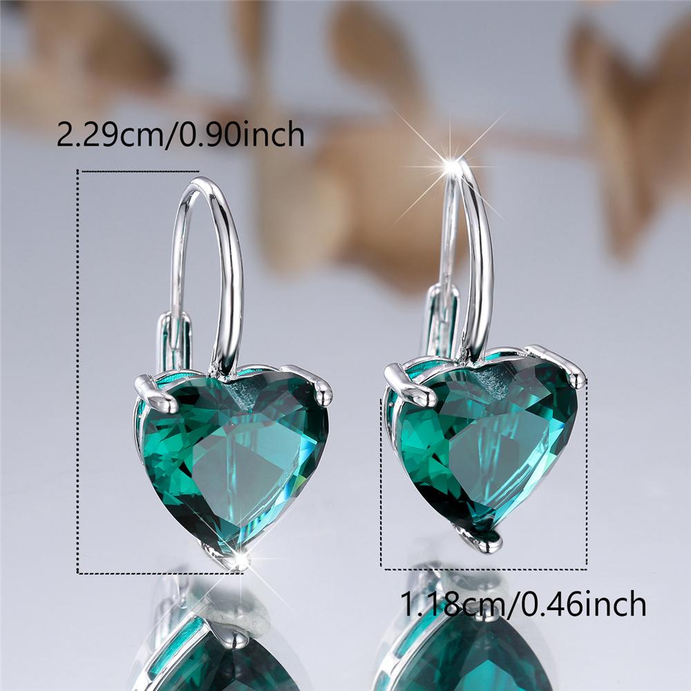 Нежные серьги-кольца в форме сердца с зеленым кристаллом для женщин, темпераментные серебряные украшения для банкета, подарок