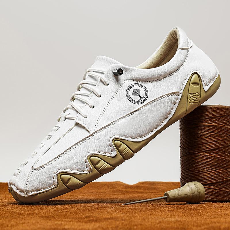 Мода Новая Мужская Повседневная Обувь Ручной Работы Кожаные Лоферы Удобная Мужская Обувь Уличные Кожаные Плоские Мокасины Обувь для Вождения Большой Размер 50