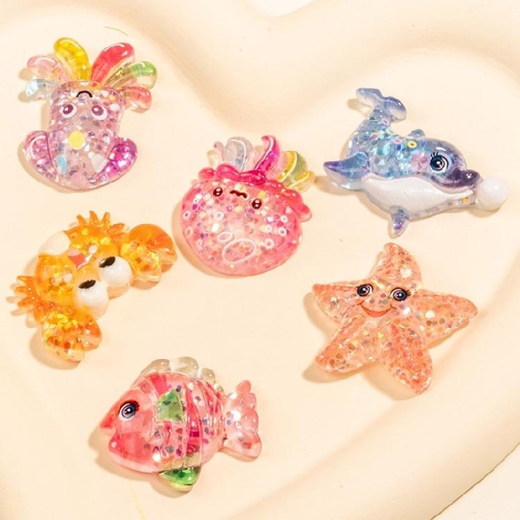 Набор из 2/6 смоляных фигурок морских существ, ornaments для поделок, фоторамок, чехлов для телефонов, скрапбукинга и аксессуаров для волос