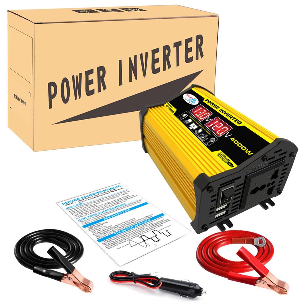 4000W Peak Car Inverter 12V 220V Solar Power Inverter LCD Display DC 12/24V To AC 110/220V Modified Sine Wave Converter Inverter