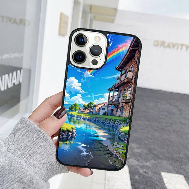 Ручная роспись Дом Красивый Пейзаж Чехол для телефона Для iPhone 17 Air 15 16 Чехол 11 13 14 Pro Max 12 Plus Max XR