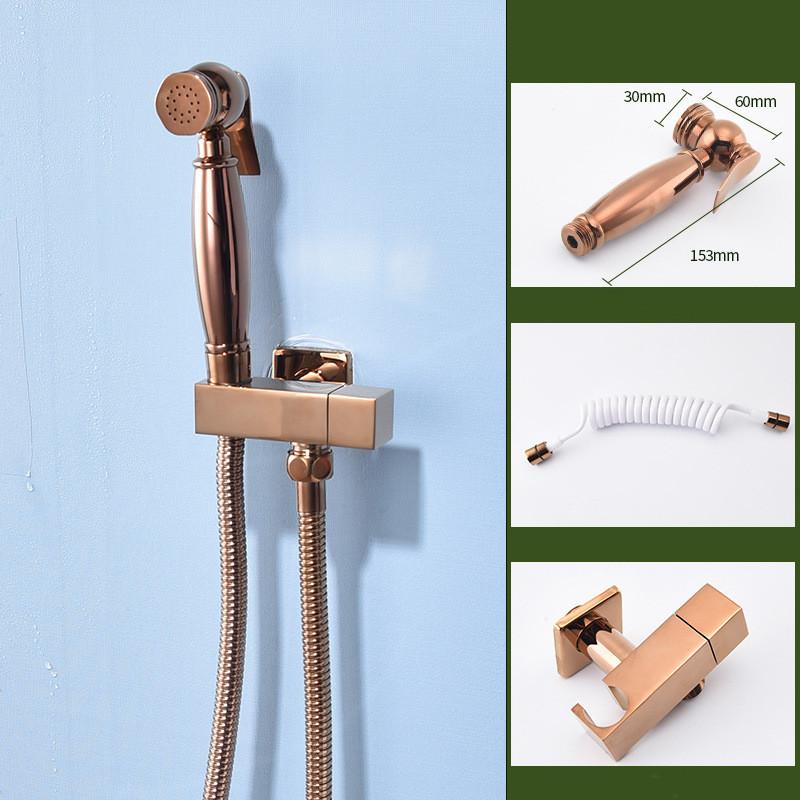 High Quality Modern Hotel Use Brass Wall-Mounted Vertical Spray Bathroom Bidet Sprayer Set Rose Gold Handheld Toilet Sprayer