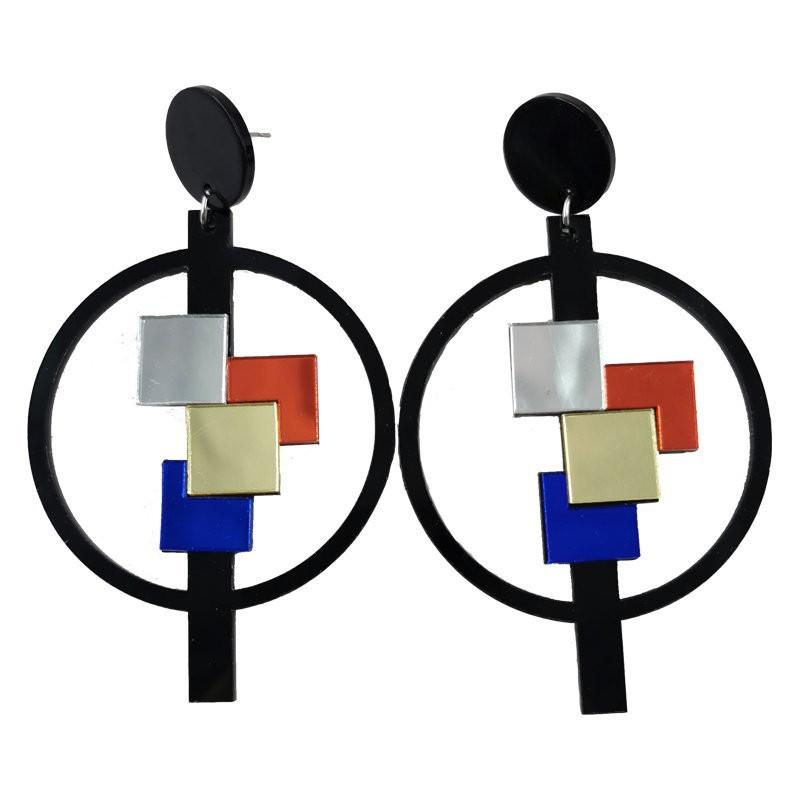 Round Large Drop Earring for Womens Trendy Jewelry Acrylic Colorful Geometric Earrings Fashion Womans Accessories