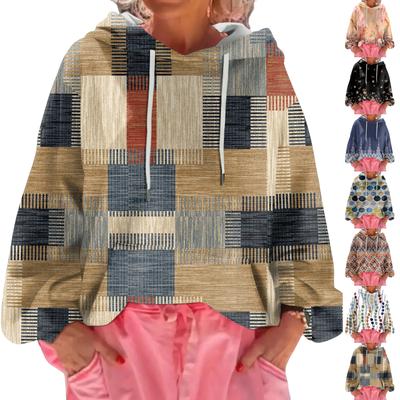 Женский худи свободного кроя с цветочным принтом и длинными рукавами