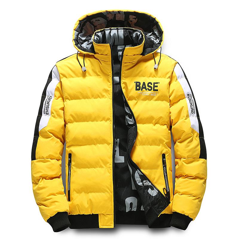 Men Autumn Winter Cotton Jacket Warm Comfortable Padded Thickened Down Jacket Double-Sided Clothes Removable Cap