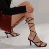 Shoes for Women Summer Cross Bandage High Heels Sandals Women Fashion Lace Up Peep Toe Shoes Female Square Heel Sandals 35-43