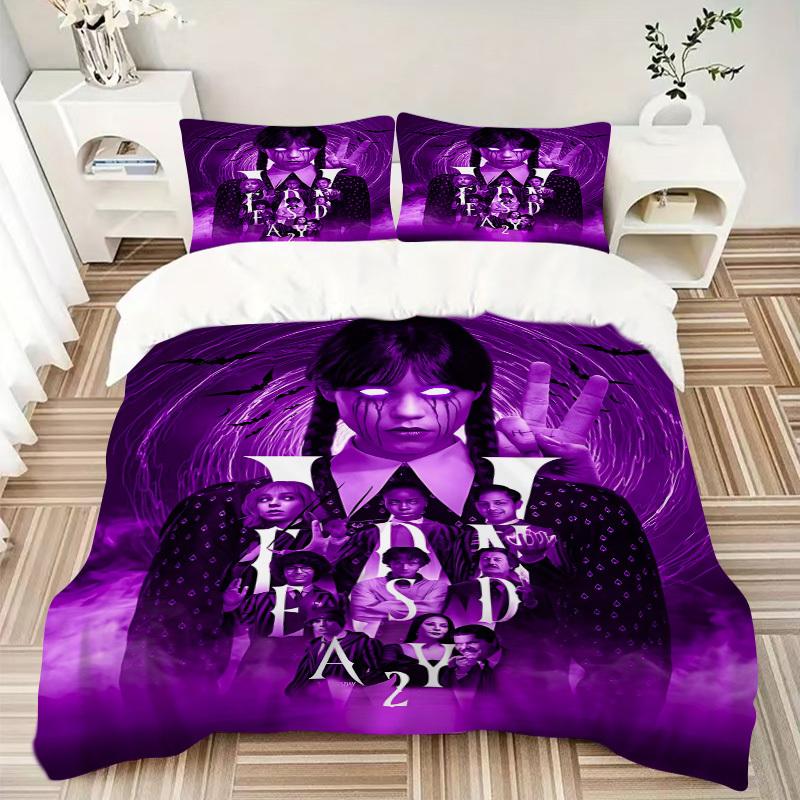 3pcs Wednesday Addams Duvet Cover Set, 1 Duvet Cover + 2 Pillowcases (No Insert), High-Definition Print, Home & Dorm Set yy251208076