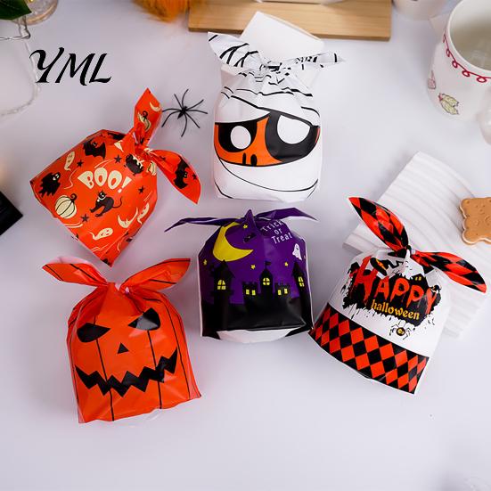 Clear Plastic Snack Pouches for Retail 48 Pcs Halloween Candy Bags, Kids Trick or Treat Goodie Cute Rabbit Portable Bags School Events Ear Small Gift