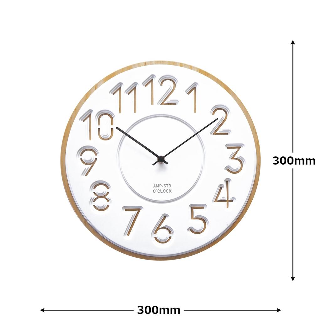 AMPERSAND FACTORY Wooden Wall Nordic Clock, Style, Quiet, Stylish, Glassless, Sweep-Mounted (AMP-C039)