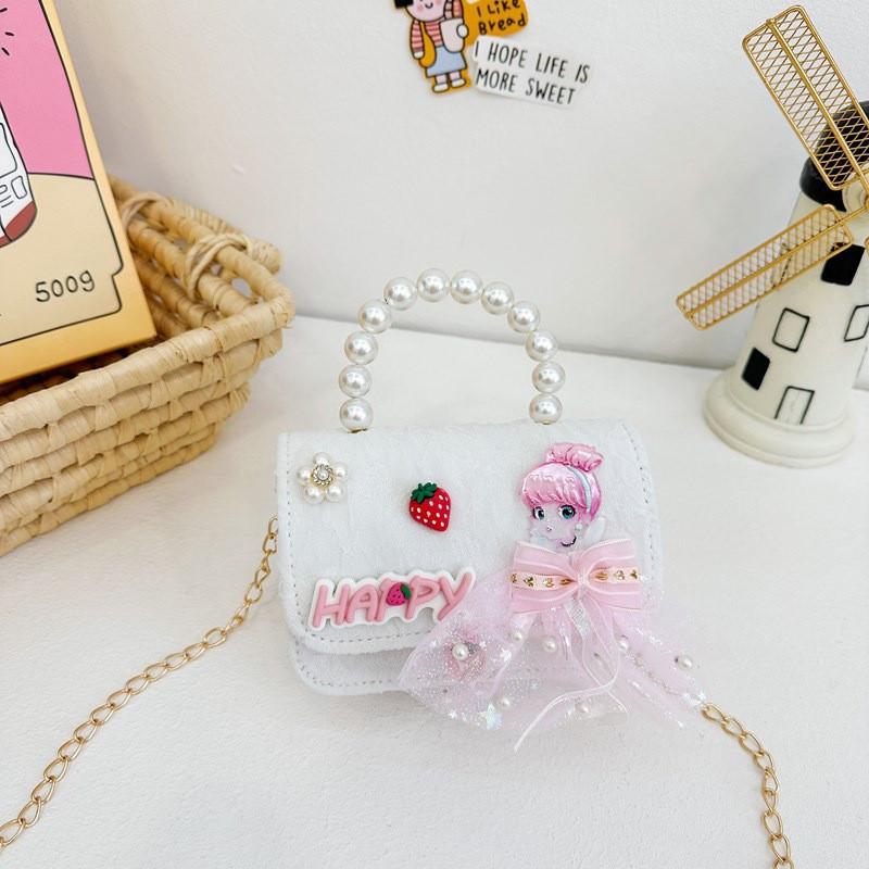 Belle Cinderella Girl Crossbody Shoulder Bag Cute Pearl Accessory Purse