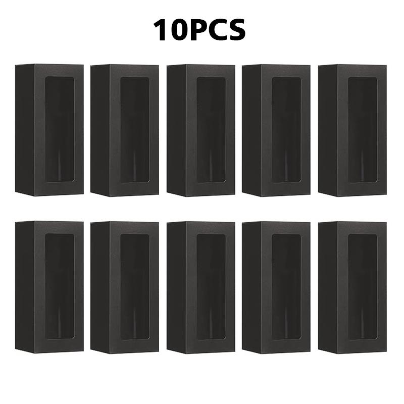 10 шт. Прозрачная выставочная коробка, подарочная коробка с окном, праздничные подарки, лазерные упаковочные коробки, черные 20x8x8 см