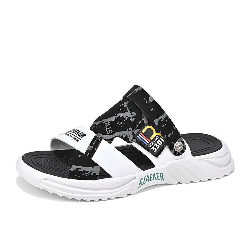 Тапочки мужские летние трендовые верхняя одежда нескользящие износостойкие спортивные двойного назначения для вождения для отдыха на природе пляжные сандалии