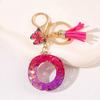 Glitter A-Z Shiny Sequin Letter Pendant Keychain Tassel Star Ball Charms Keyrings Women Bag Ornaments Car Trinket Accessories