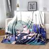 Genshin Impact Cryo Lohen Polearm printed throw blanket—lightweight,soft,warm;versatile blanket for all seasons—perfect as &air-conditioning throw,nap
