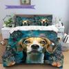 Beagle and Leaves Pattern Bedding Home Decoration Birthday Gift (1 * duvet cover + 2 * pillowcase, without core)
