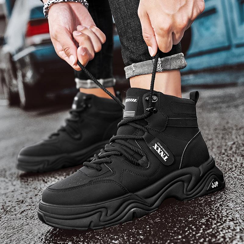 Высокие мужские ботинки, новые весенние и осенние спортивные ботинки на толстой подошве, повседневные ботинки Martin, мужские ботинки со шнуровкой, увеличивающие высоту, короткие ботинки