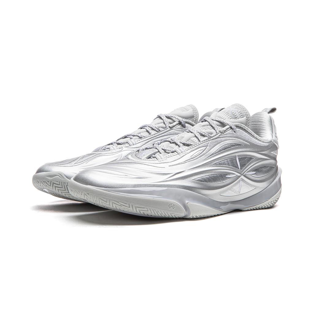 Li Ning Амортизирующие Скользкие Устойчивые к истиранию Дышащие Упругие Сцепление Низкие Баскетбольные Кроссовки Мужские Серебристые ABAV045-15