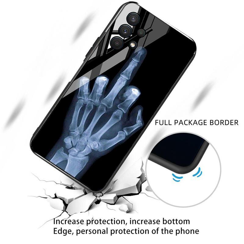 Redmi 9 Case Skull Skeleton Glass Case For Xiaomi Redmi 9 C 9C NFC 9A 8A 8 7A 7 Mi 9T Pro 9 Lite 8 SE Tempered Glass Hard Cover