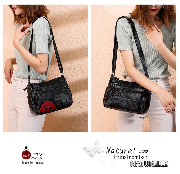 2023 Korean Style Soft PU Leather Multi-Layer Shoulder Bag - Large Capacity, Fashionable, Versatile Women's Messenger Bag