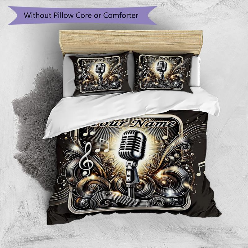 3PC Custom Name Musician's Personal Bedding Set Duvet Cover Closure Includes 1 Duvet Cover & 2 Pillowcases for Bedroom