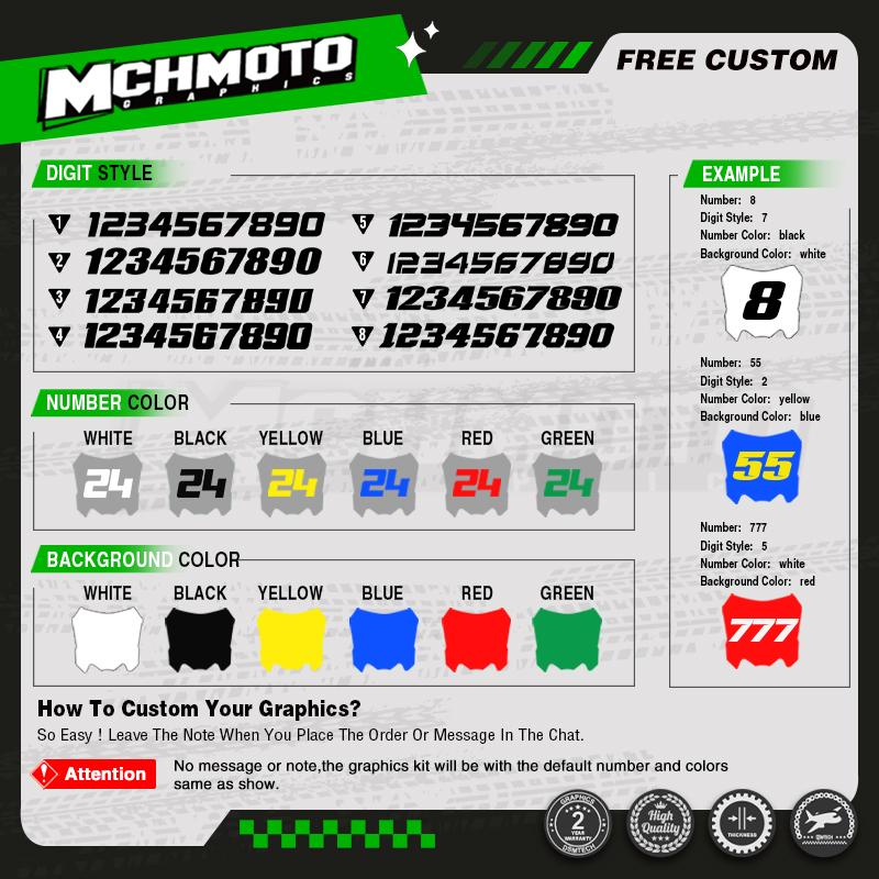 MCHMFG Team Graphics Decal Stickers For YAMAHA WRF450 2016 2017 2018 YZF450X 2015 2016 2017 2018 Number Name