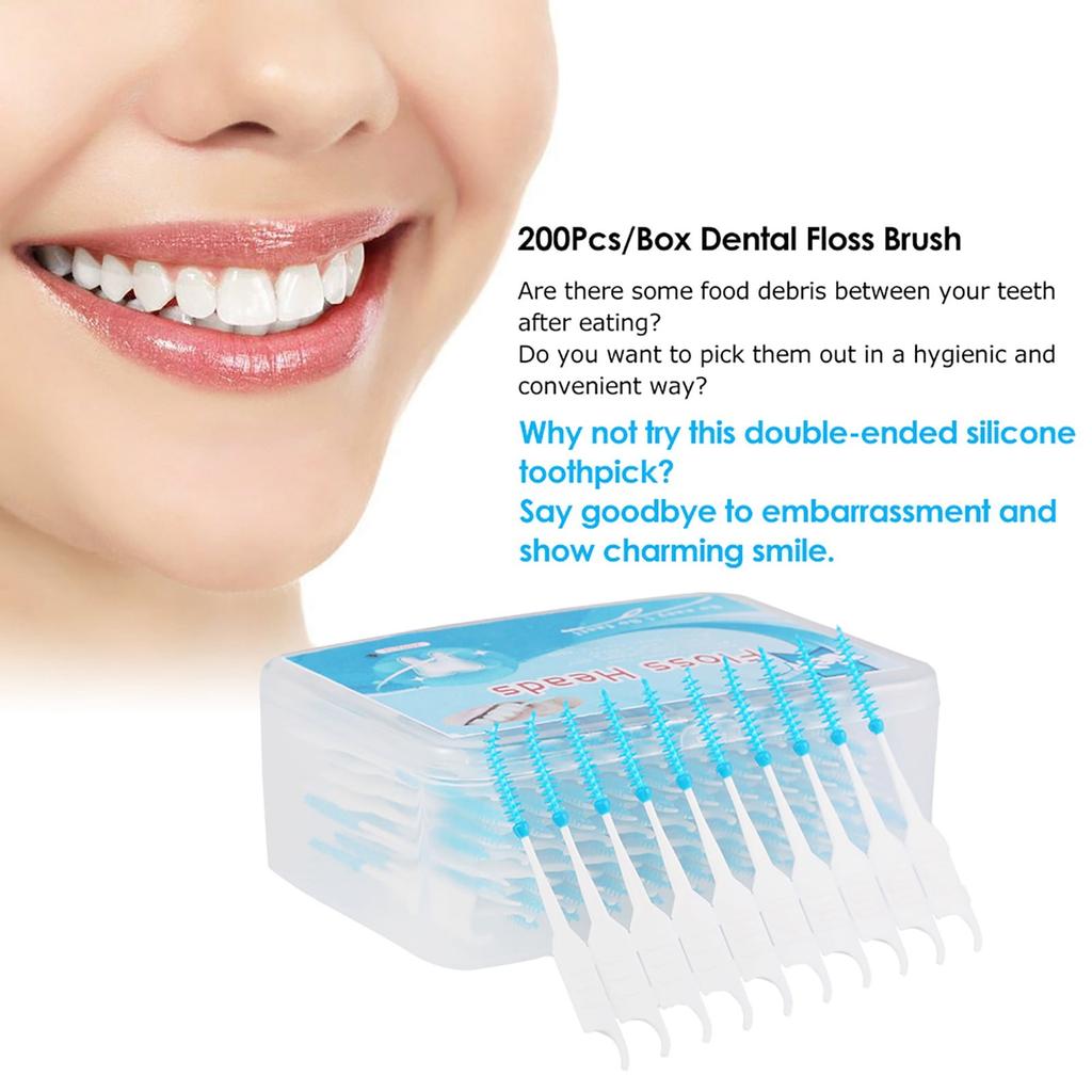200 Pieces Of Floss Brushing Teeth Between Teeth Toothpicks Soft Silicone Double Ended Toothpicks Oral Care