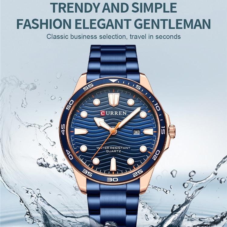 CURREN Men's Steel Band Fashion Business Watch Quartz Calendar Men's Watch Waterproof for Students