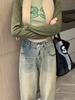 Y2K Vintage Streetwear Denim Trousers Woman Korean Fashion High Waist Straight Jeans Female Spring Elegant 2000s Casual Baggy Pants