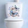 Colorful Butterflies Flower Toilet Sticker Removable Self-adhesive Waterproof PVC Living Room Wall Art Floral Bathroom Toilet Lid Decoration Decal