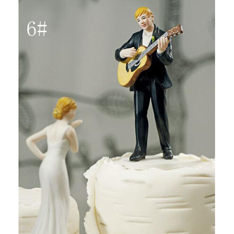 Reusable Romantic Groom Bride Marry Resin Figurine Wedding Cake Topper Wedding Decoration High Quality