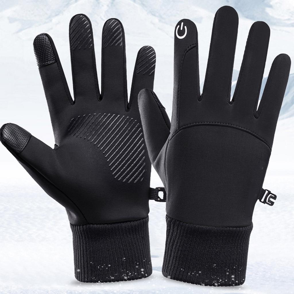 Зимние перчатки Ветрозащитные Сенсорные Нескользящие Черные Теплые Перчатки для Мужчин Женщин Бег Пеший туризм