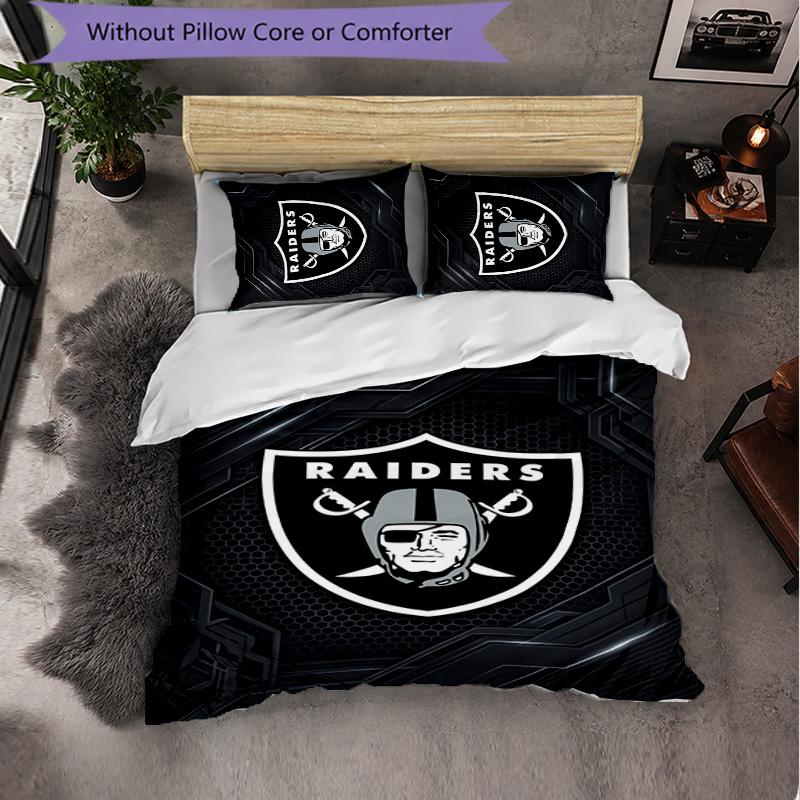 Las Vegas Raiders Pattern Microfiber 3Pcs Bedding Set Decor Duvet Cover Set For Bedroom Home Use
