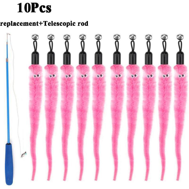 Замените плюшевые аксессуары для кошек, червяков, сменную голову, забавную кошачью палочку, игрушки для домашних животных 5/10/6/11 шт.