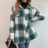 Рубашка для женщин, свободная хлопковая блузка большого размера, повседневный свитер в клетку с длинным рукавом и отложным воротником, рубашка сверху