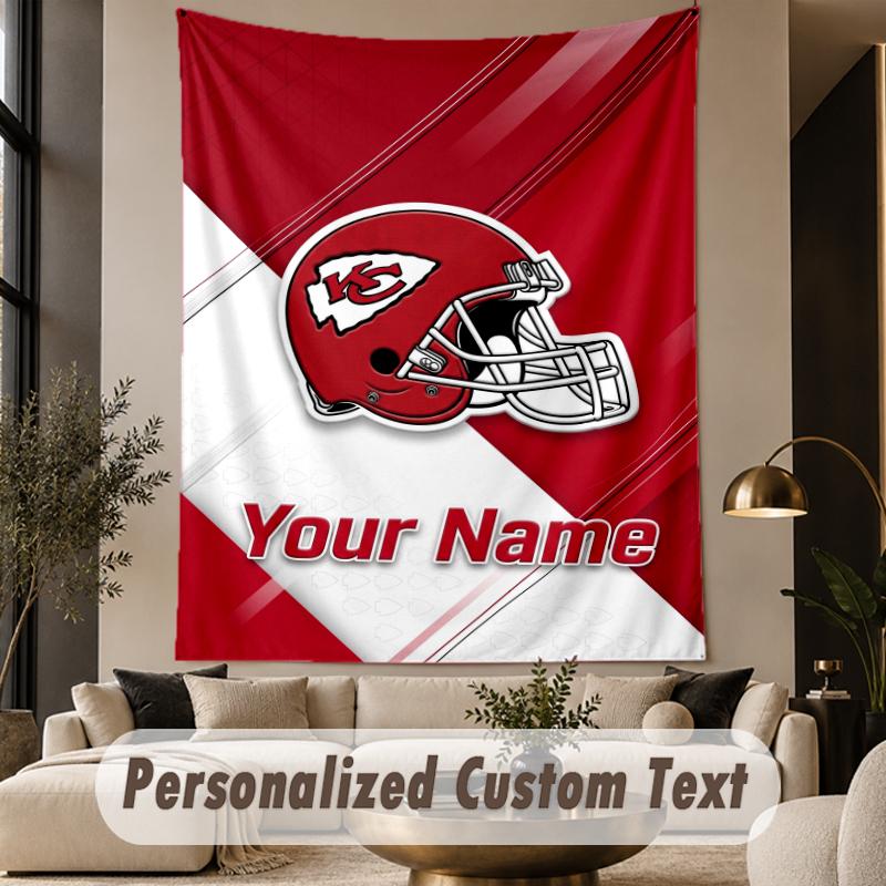 Custom Text Tapestry Kansas City Chiefs Print Wall Tapestry Indoor Living Room Wall Decor