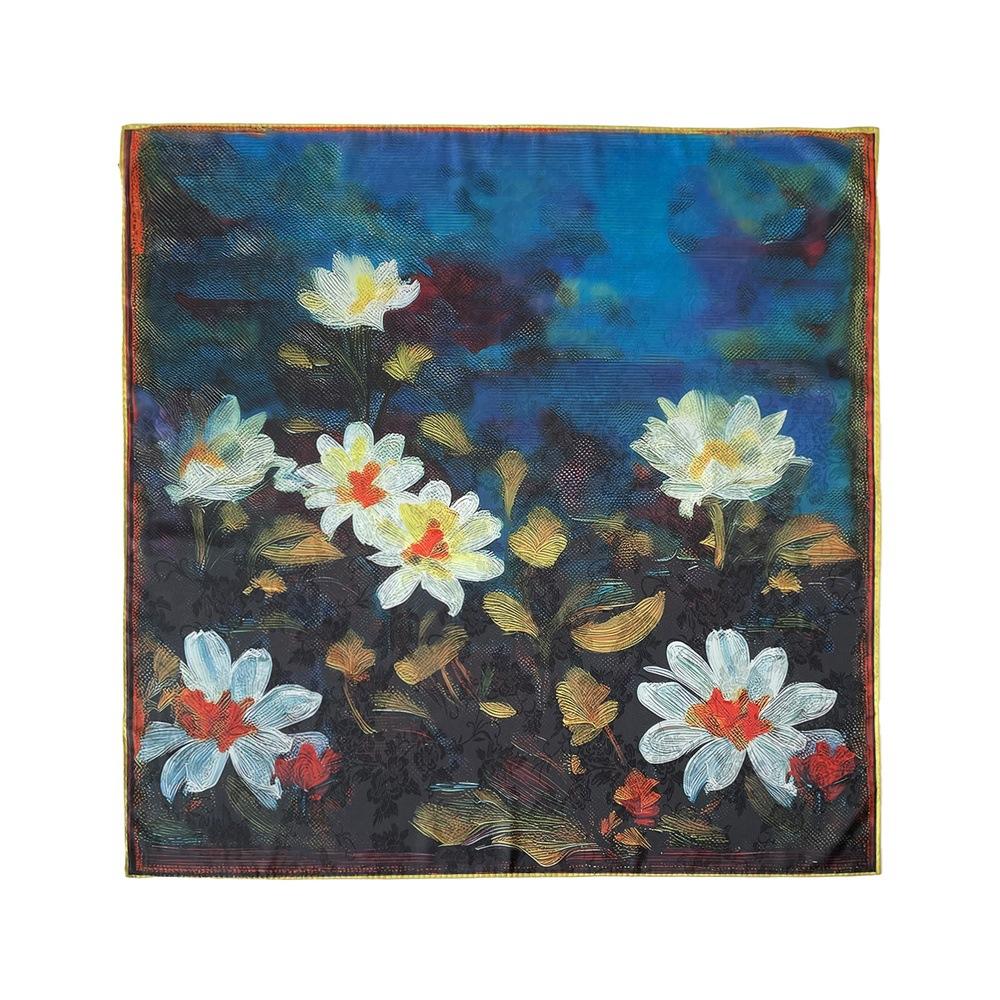 Garnish Hollow Printing Silk Scarf Mulberry Silk Scarf Double-sided Printing Square Scarf High-end Shawl for Women