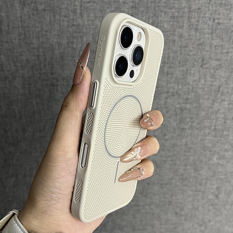 Роскошный сетчатый чехол с отверстиями для отвода тепла для iPhone 16 15 14 Plus 13 12 11 Pro Max для беспроводной зарядки Magsafe, тонкий чехол из твердого ПК