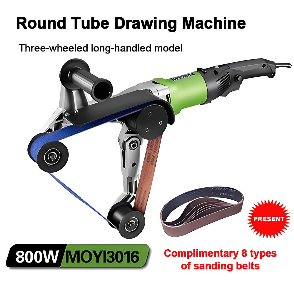 Electric Round Tube Polishing Machine Metal Rust Removal Brushing Multi-function 800W Machine Curved Edge Grinding Belt Sander