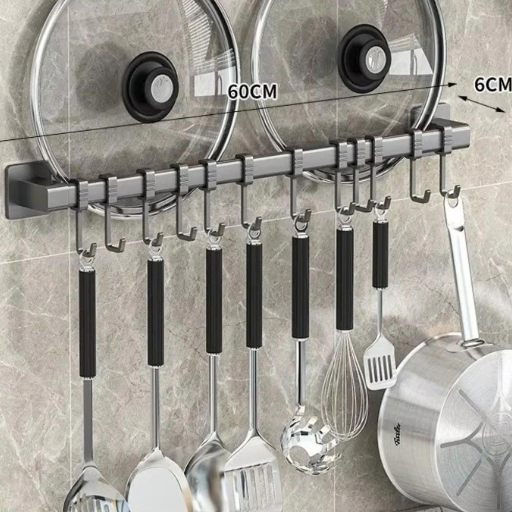 Adjustable Kitchen Hook Wall Mounted Hanging Rod New Storage Rack Kitchen Utensils