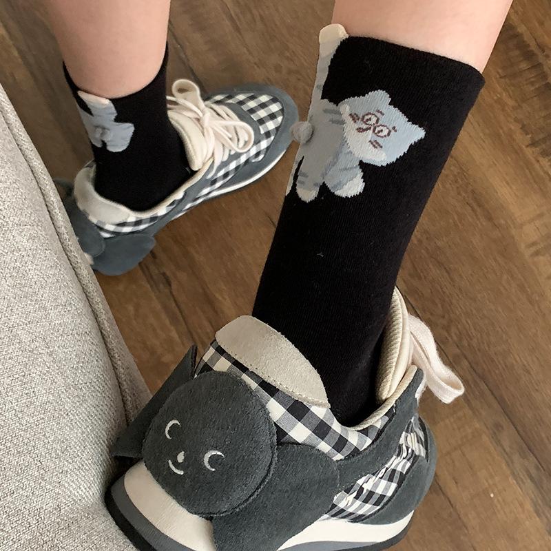 Милые мультяшные 3D забавные носки-пузыри с котиками, мягкие бесшовные удобные носки до середины икры, влагоотводящие носки-гольфы