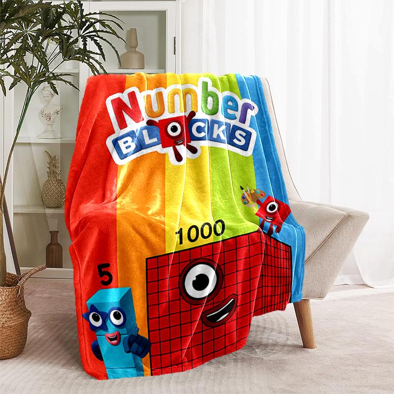 1pc Blanket Numberblocks Print Design, Lightweight Blanket for Sofa, Bed- Soft &Warm, Gift for All Seasons like Christmas, Halloween