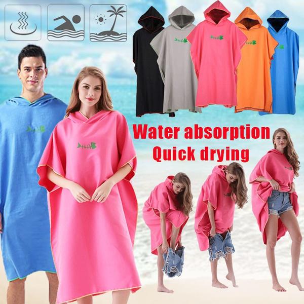 Новый пляжный быстросохнущий халат унисекс для взрослых, солнцезащитный и ветрозащитный халат, плащ с капюшоном, пляжное полотенце