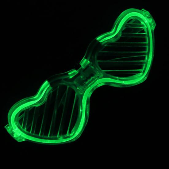 Kids Glow-in-the-Dark Glasses 3 Light Modes Light-Up Frames Battery-powered Heart Shape Cosplay