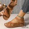 2025 Summer New Velcro Large Size Sandals Women's Stitching Fish Mouth Platform Women's Shoes Manufacturer