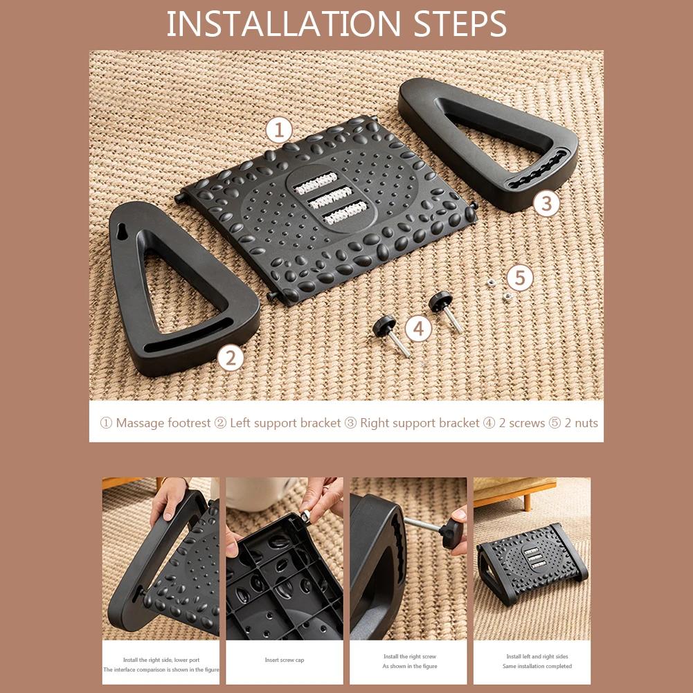 Under Desk Footrest Ergonomic Foot Stool Resting Stool for Home Office Work Foot Resting Stool with Massage Rollers