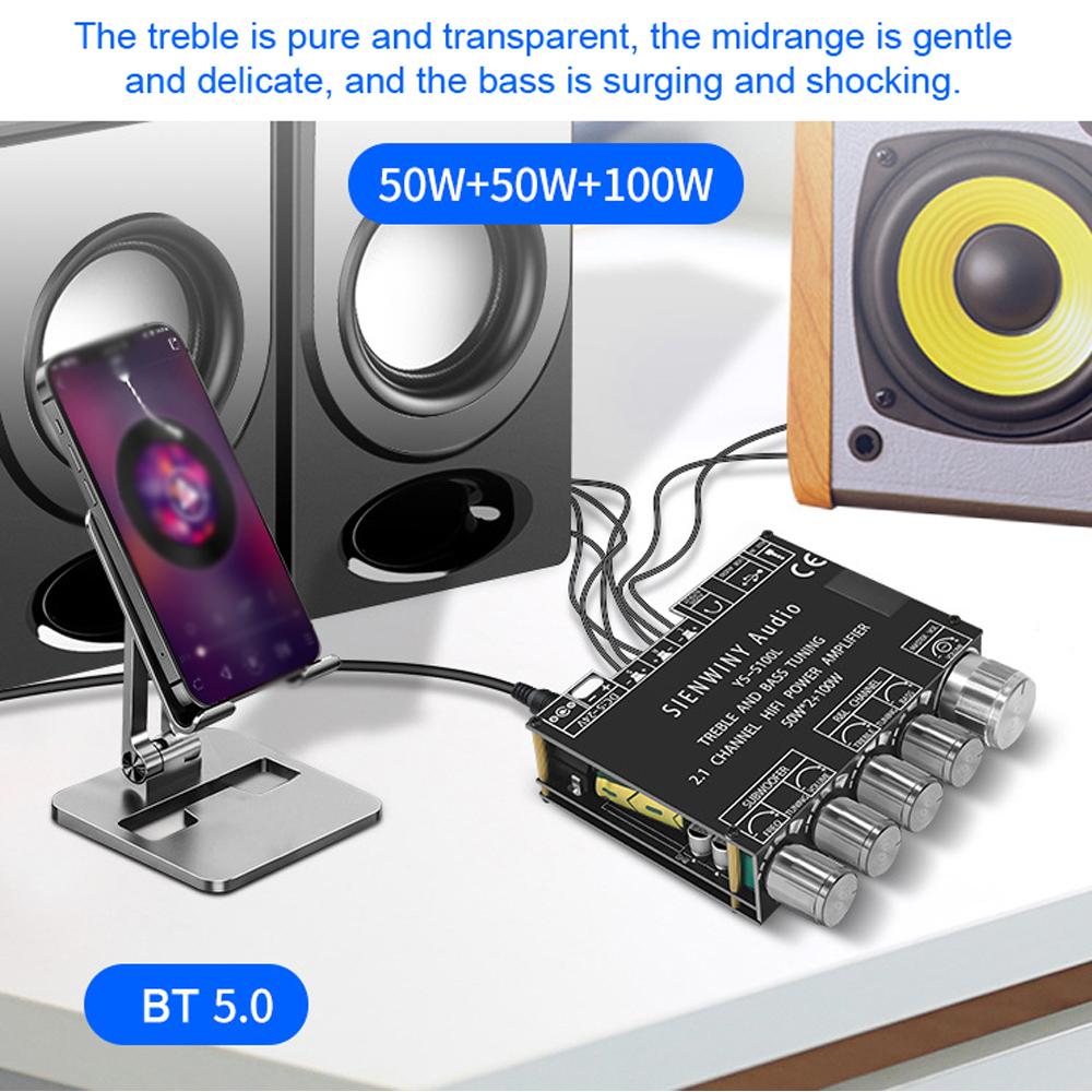 Portable BT Power Amplifier Module Multifunctional 2.1 Channel Power Amp Board Stereo Subwoofer