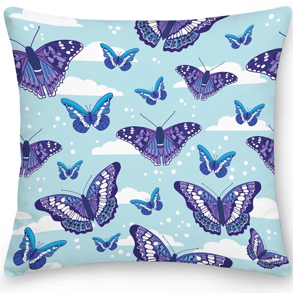 Pillow Office Sofa  Butterfly Print Double Sided  Cover Square Cushion